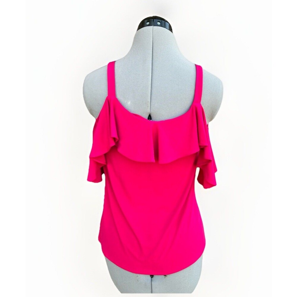 Express Hot Pink Cold-Shoulder Ruffle Top - Picture 5 of 5
